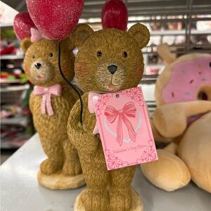 Valentine's Day Bear Figurine with Red Heart Balloon